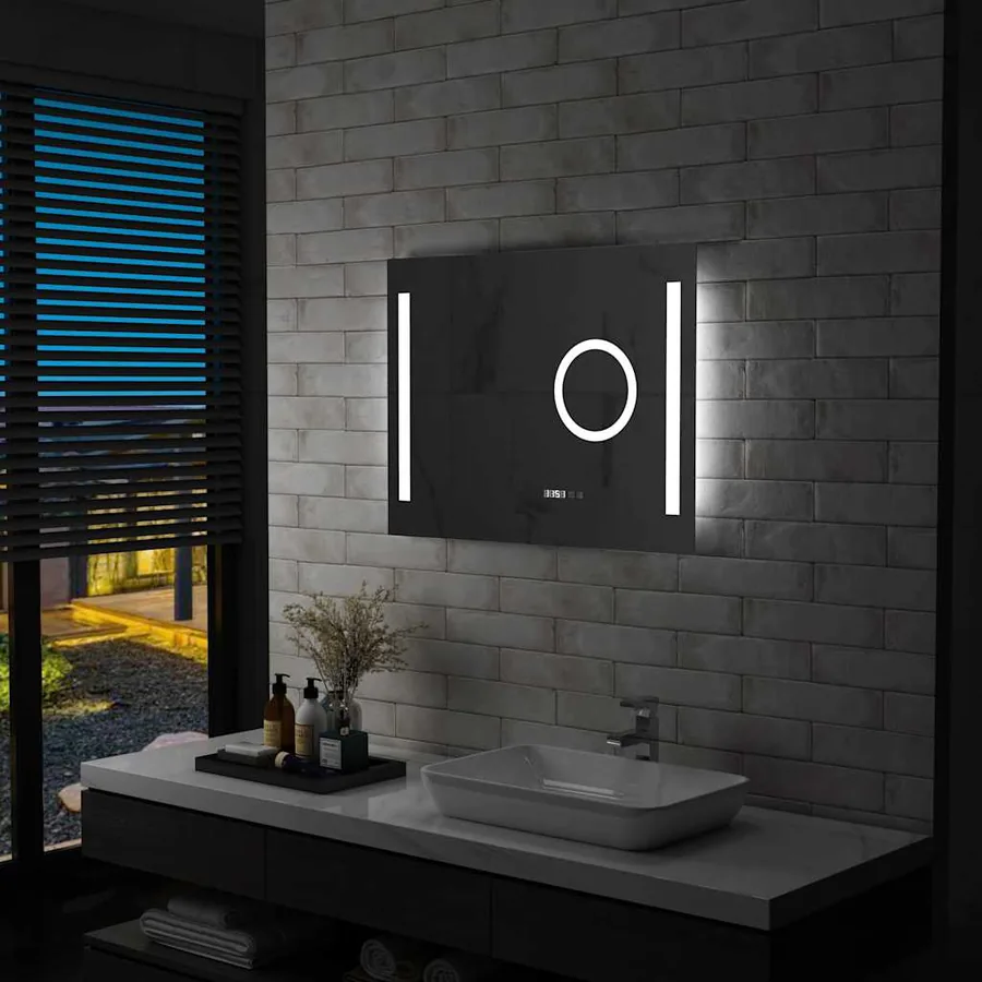 Miroir mural à LED de salle de bain et capteur tactile 80x60 cm