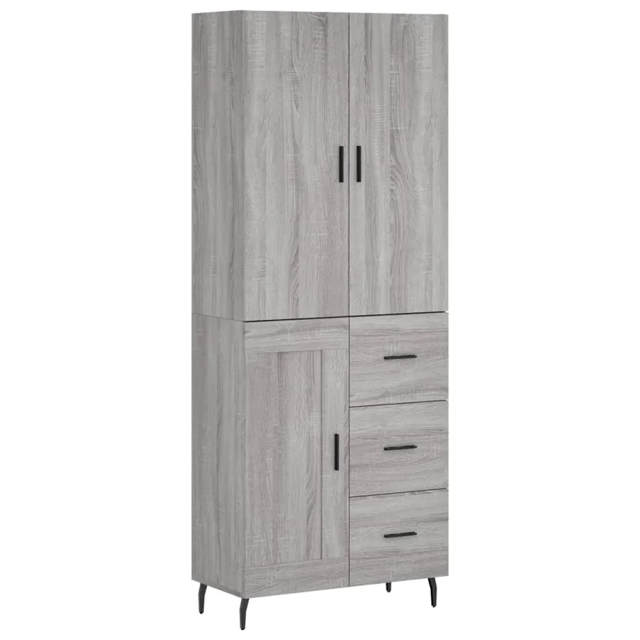Buffet haut Sonoma gris 69,5x34x180 cm Bois d'ingénierie - 2