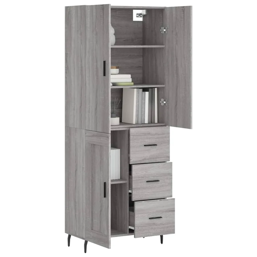 Buffet haut Sonoma gris 69,5x34x180 cm Bois d'ingénierie - 3