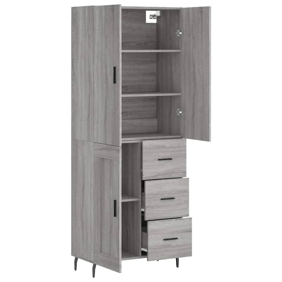 Buffet haut Sonoma gris 69,5x34x180 cm Bois d'ingénierie - 4