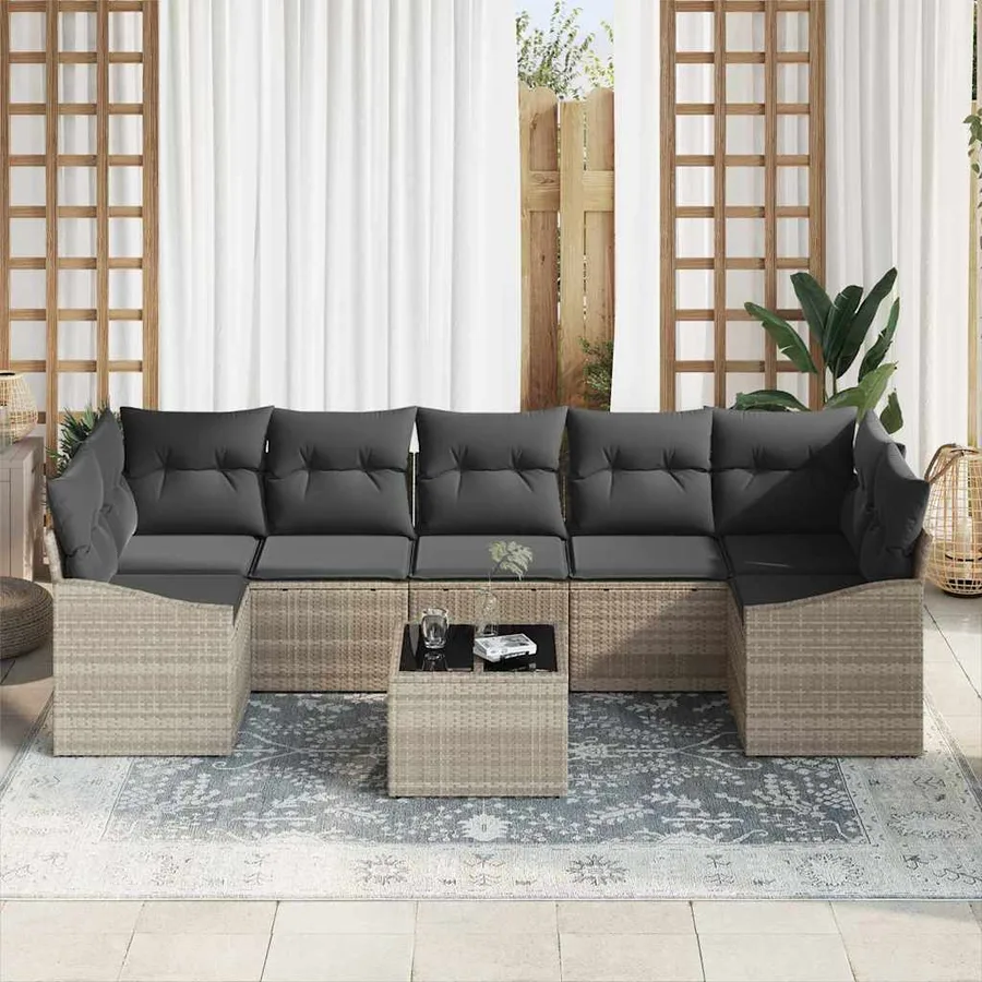 Ensemble de Canapés 8 pcs Gris clair et gris foncé polyrotin - 3