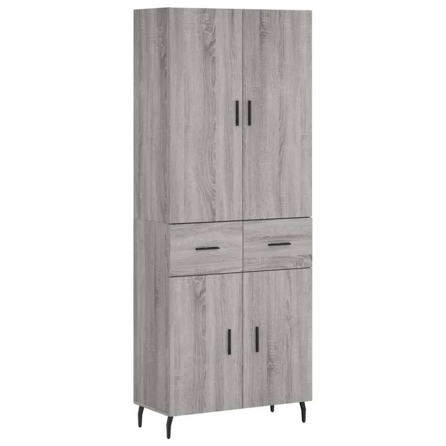 Buffet haut Sonoma gris 69,5x34x180 cm Bois d'ingénierie - 2
