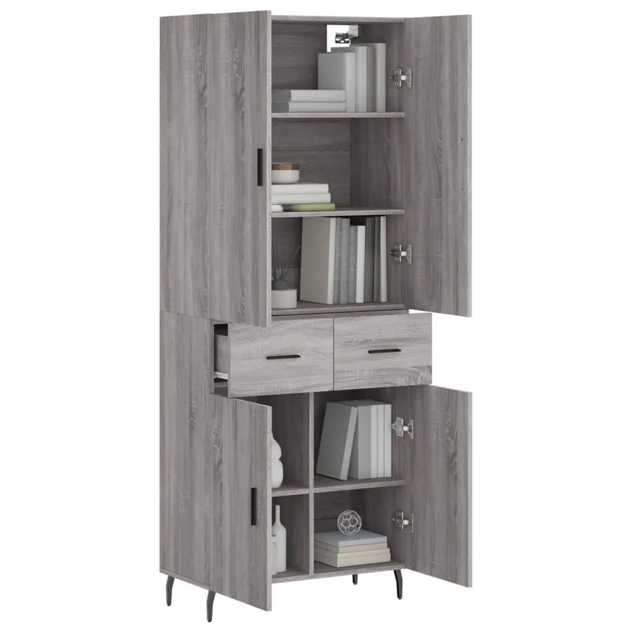 Buffet haut Sonoma gris 69,5x34x180 cm Bois d'ingénierie - 3