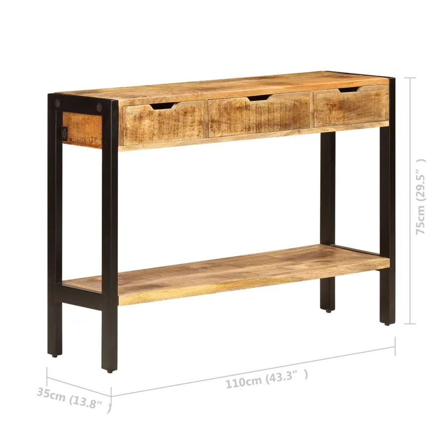 Buffet avec 3 tiroirs 110x35x75 cm Bois de manguier massif - 8