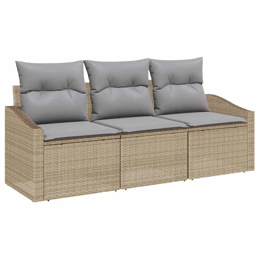 Ensemble de canapé de jardin 3 pcs Beige et Gris clair - 2