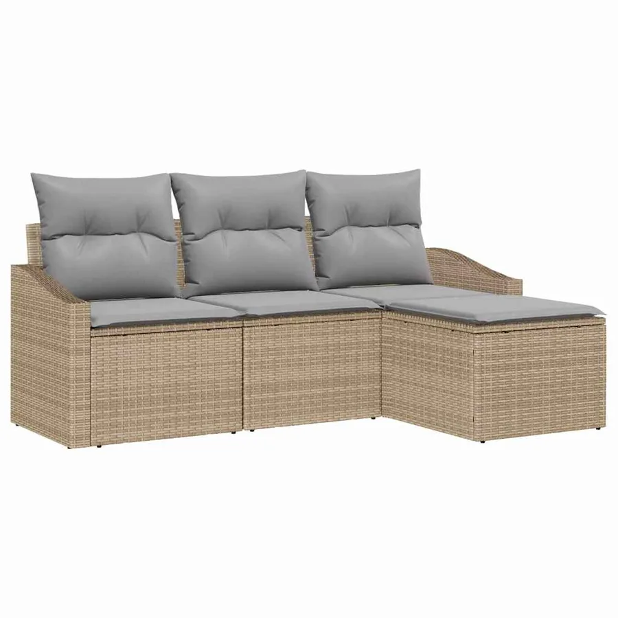 Ensemble de Canapés 4 pcs Beige et Gris clair polyrotin - 2