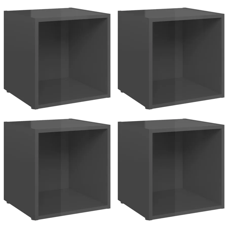Meubles TV 4 pcs gris brillant 37x35x37 cm bois d’ingénierie - 2