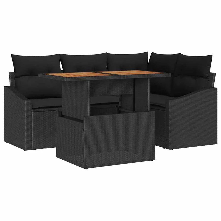 Ensemble de canapé de jardin 5 pc Noir et Marron - 2