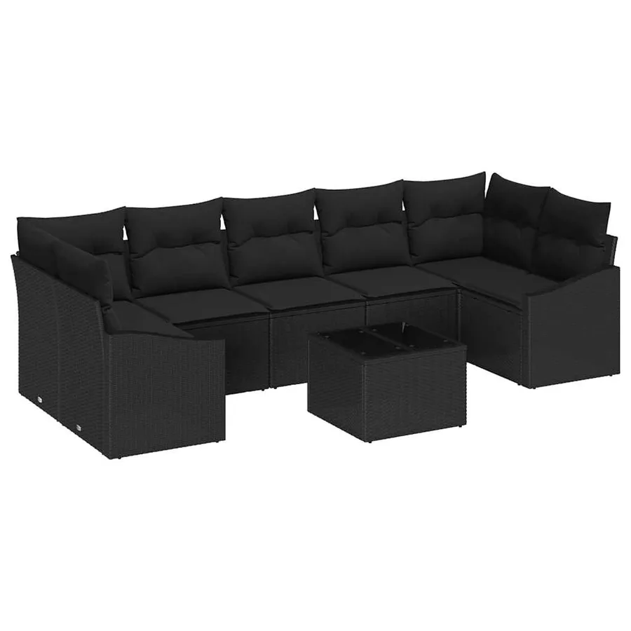 Ensemble de Canapés avec coussin Noir 55 x 55 x 37 cm polyrotin - 2