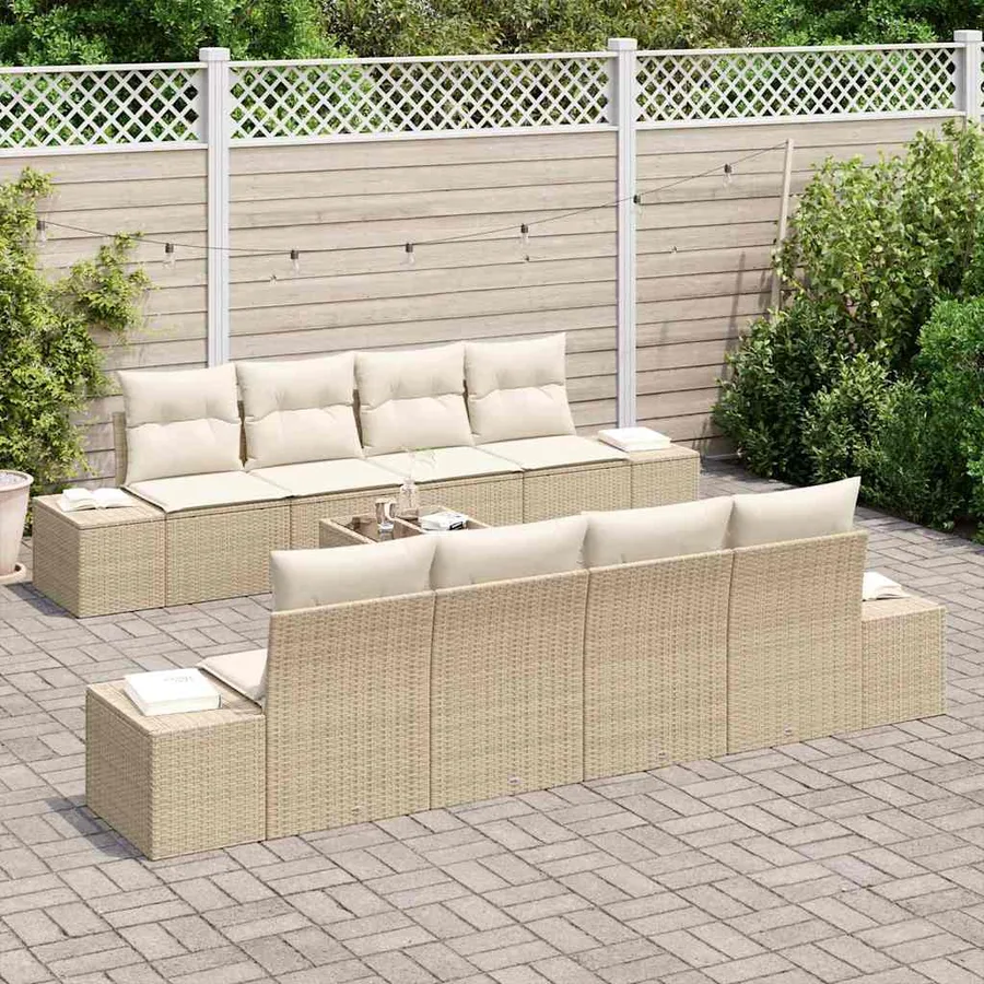 Ensemble de canapé de jardin 7 pcs Beige et crème polyrotin - 3