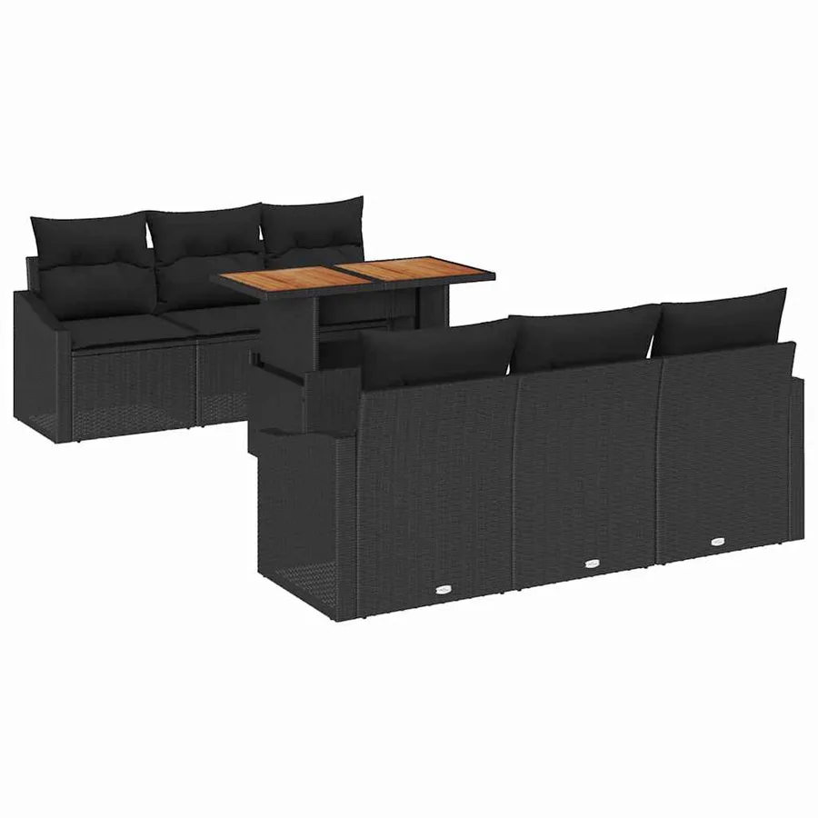 Ensemble de canapé de jardin 7 pc Noir et Marron - 2