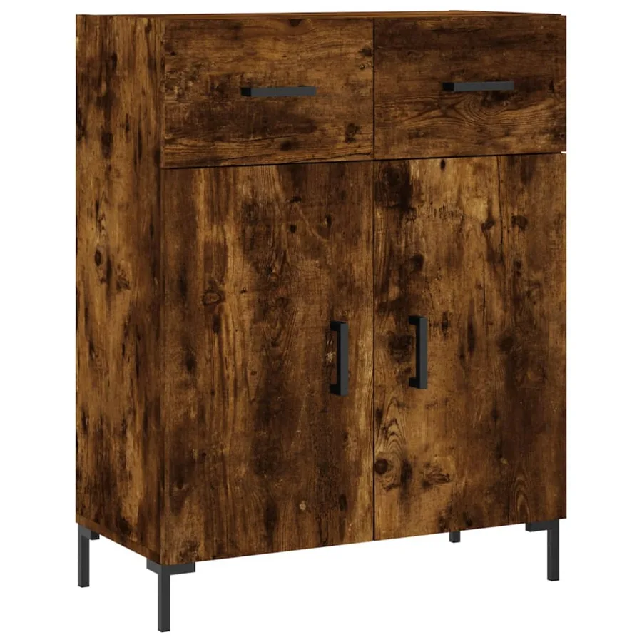 Buffet haut Chêne fumé 69,5x34x180 cm Bois d'ingénierie - 7