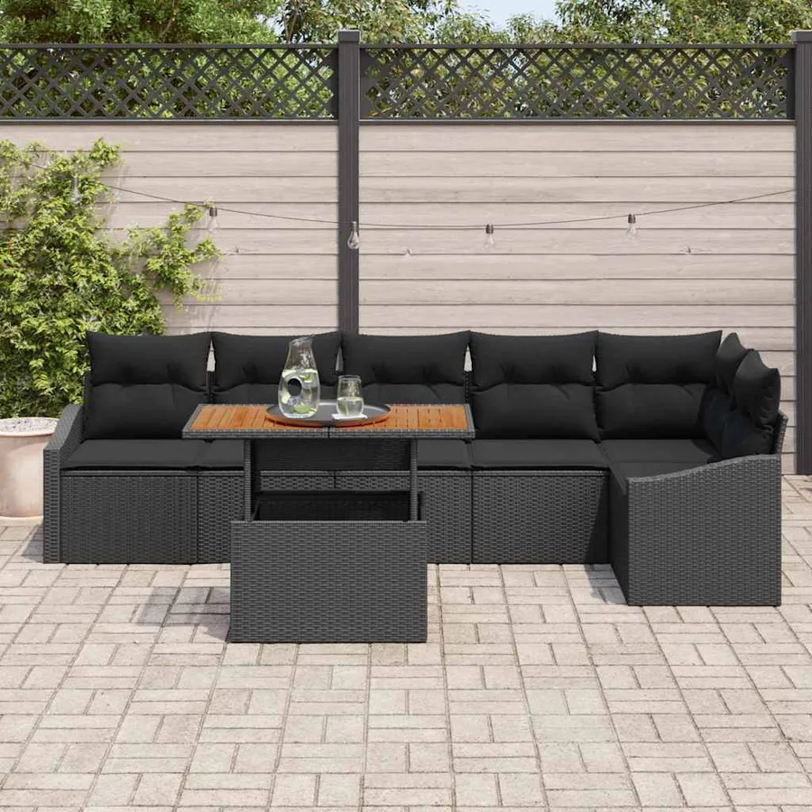 Ensemble de canapé de jardin 7 pc Noir et Marron - 3