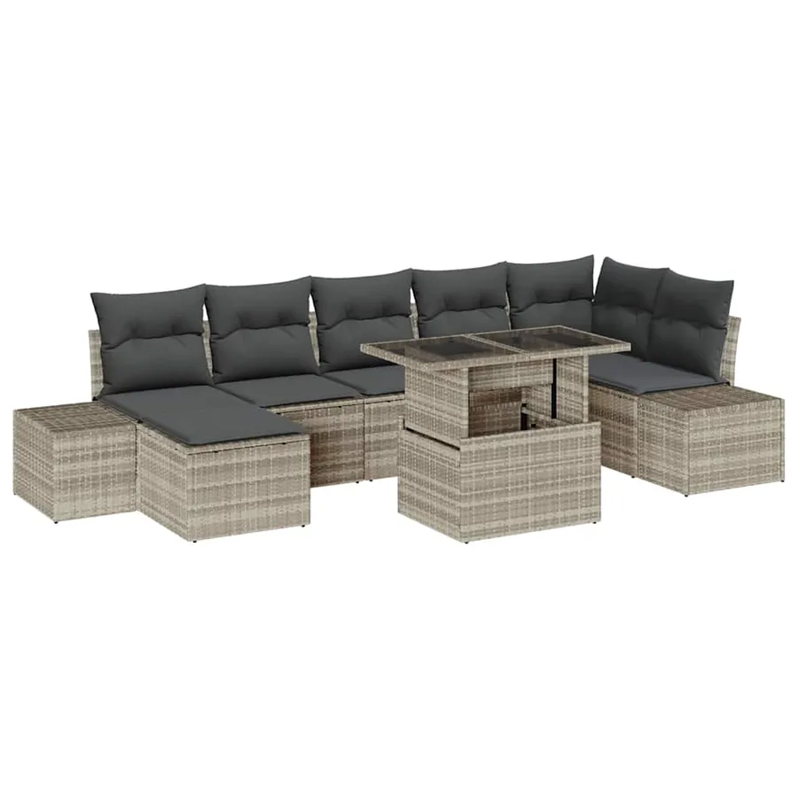 Ensemble de canapé de jardin avec coussin 8 pcs Gris clair - 2