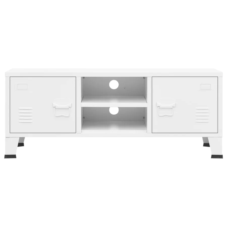 Meuble TV industriel Blanc 105x35x42 cm Métal - 3