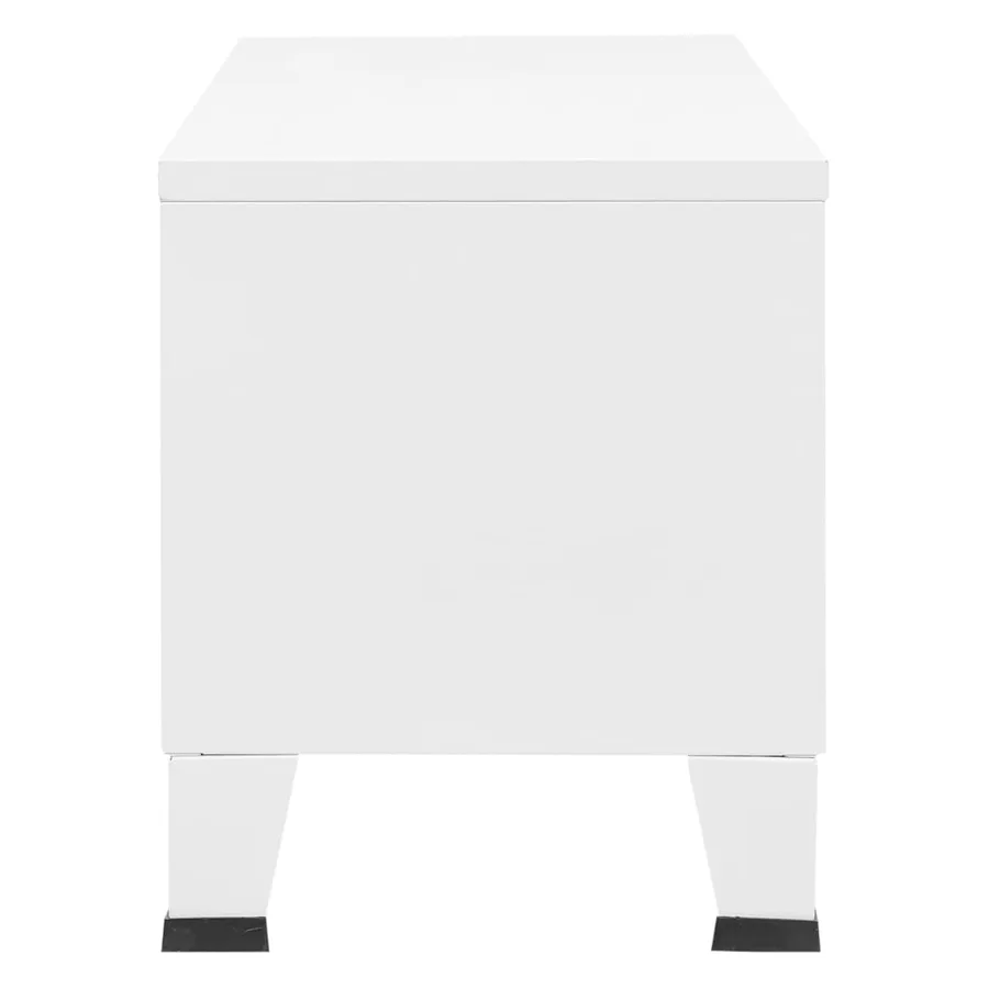 Meuble TV industriel Blanc 105x35x42 cm Métal - 4