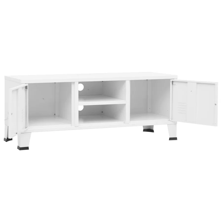 Meuble TV industriel Blanc 105x35x42 cm Métal - 6