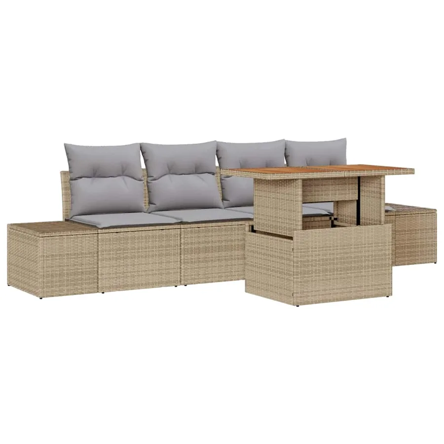 Ensemble de canapé de jardin 5 pc Beige et gris - 2