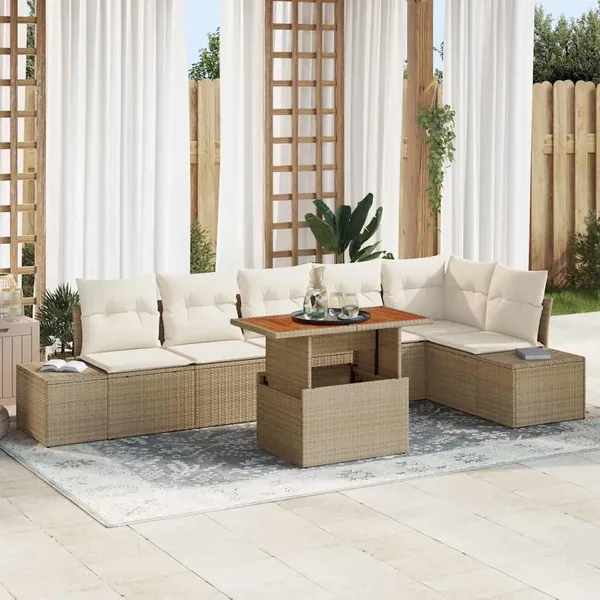 Ensemble de canapé de jardin 7 pc Beige et crème