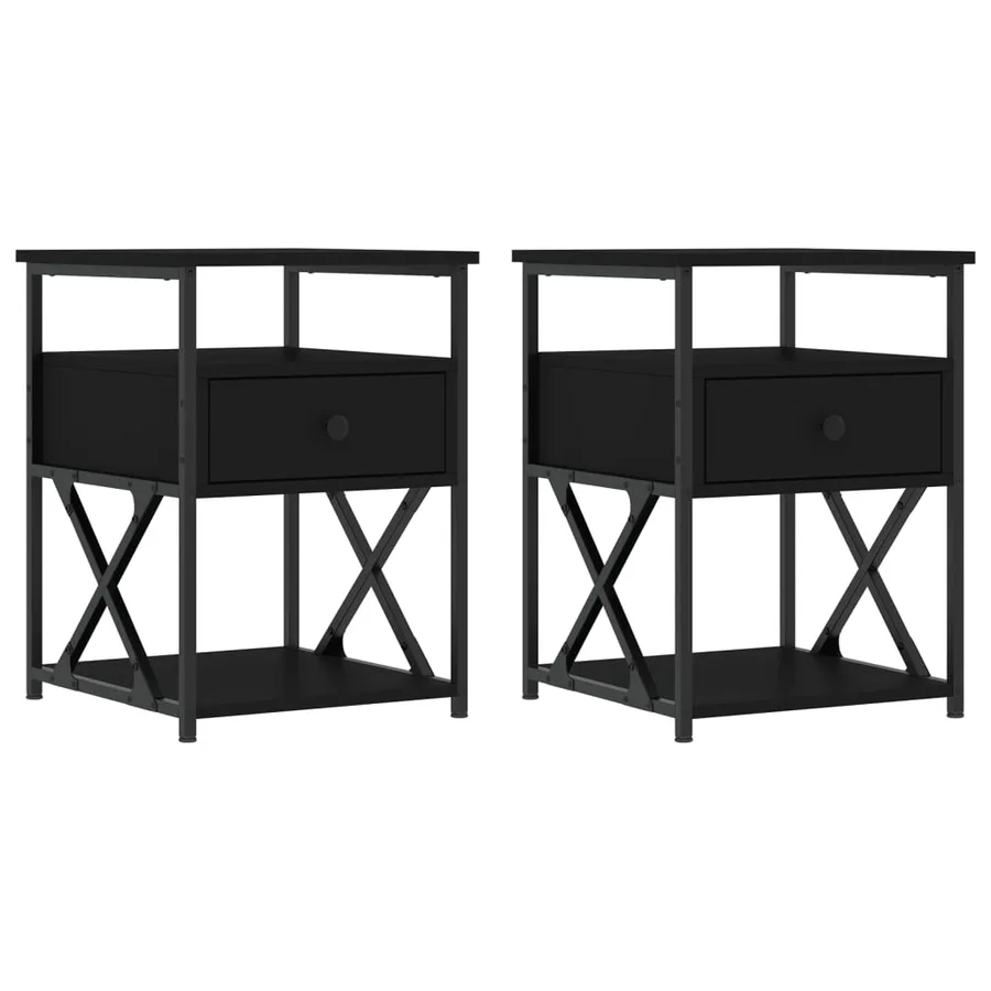 Tables de chevet 2 pcs noir 40x42x55 cm bois d’ingénierie - 2