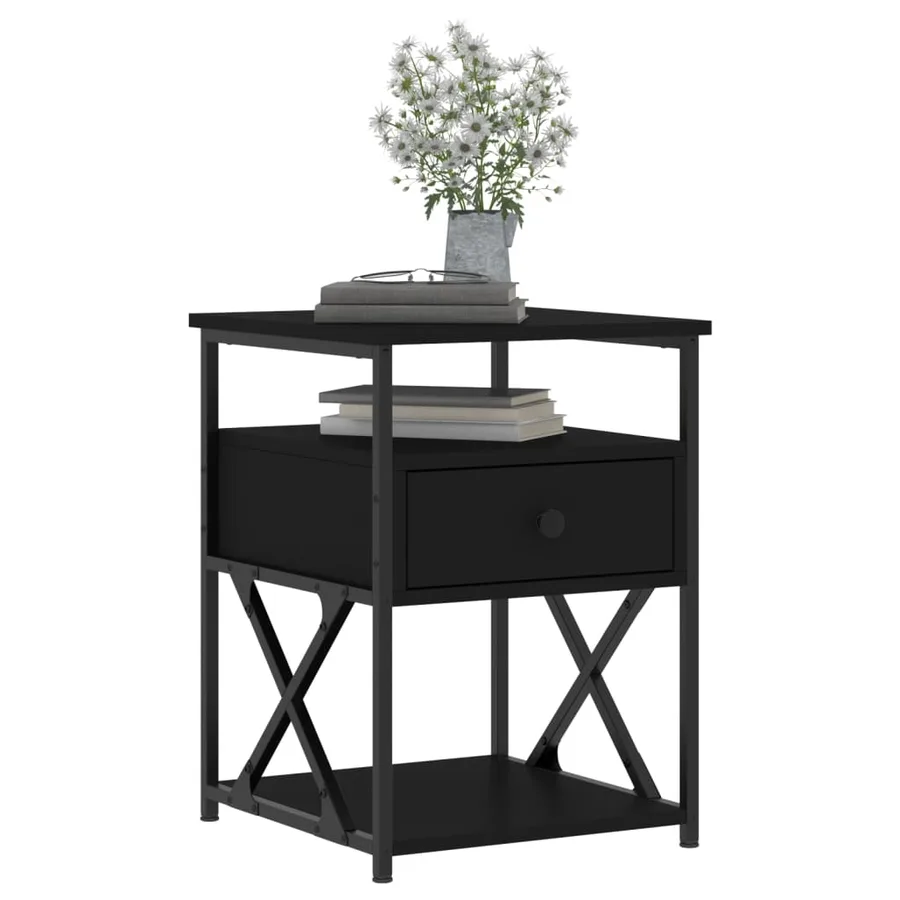 Tables de chevet 2 pcs noir 40x42x55 cm bois d’ingénierie - 3