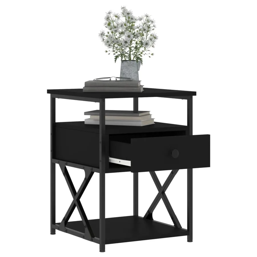 Tables de chevet 2 pcs noir 40x42x55 cm bois d’ingénierie - 4