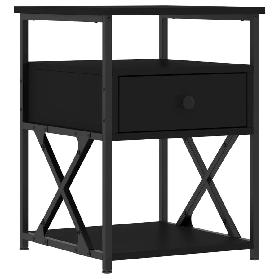 Tables de chevet 2 pcs noir 40x42x55 cm bois d’ingénierie - 5