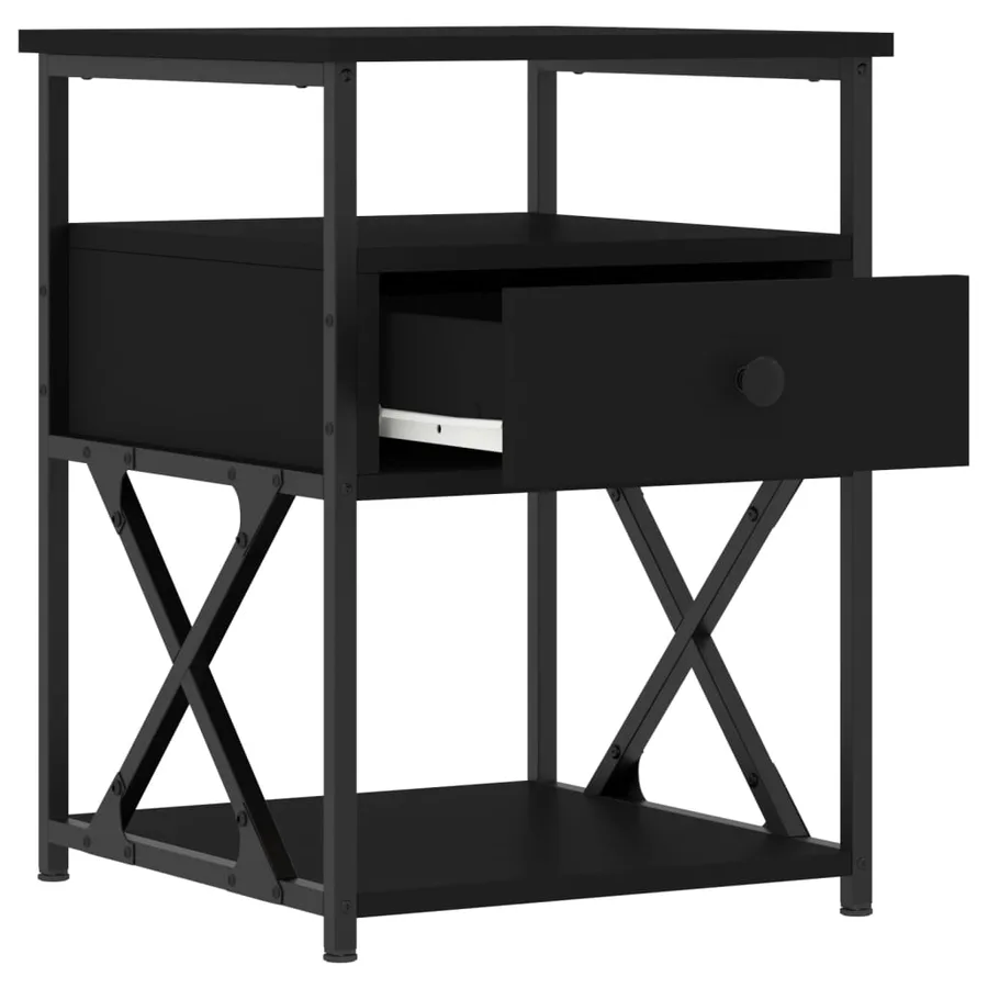 Tables de chevet 2 pcs noir 40x42x55 cm bois d’ingénierie - 7