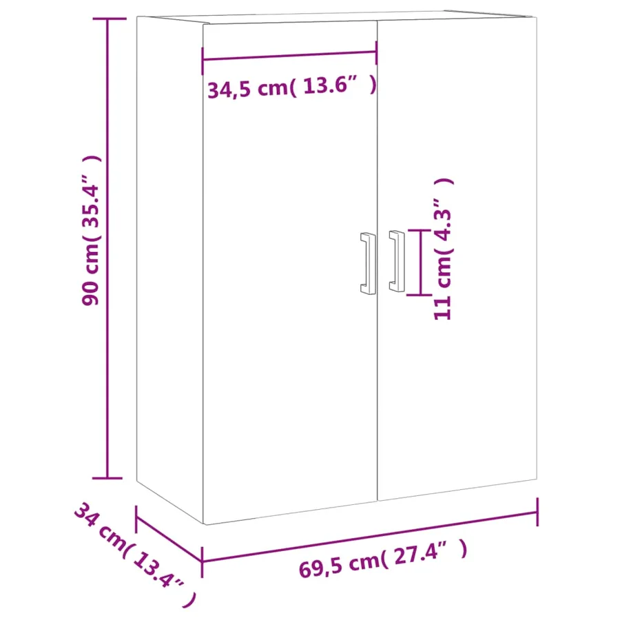 Armoire murale chêne fumé 69,5x34x90 cm - 13