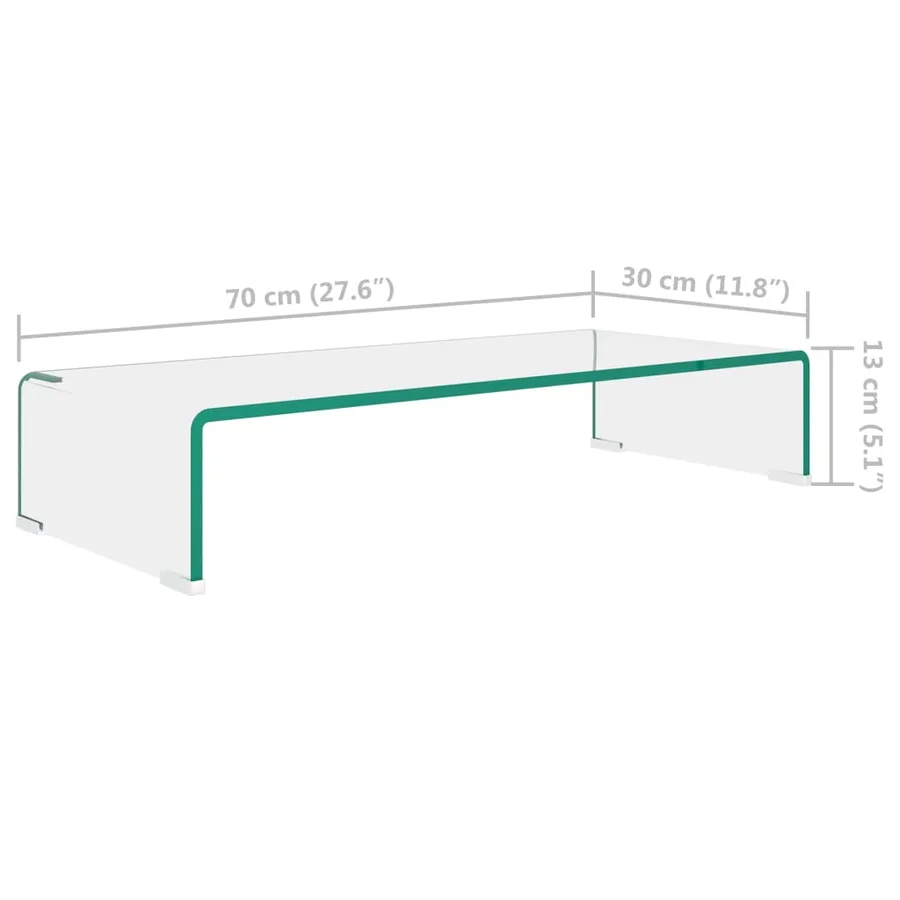 Meuble TV/pour moniteur 70x30x13 cm verre transparent - 6