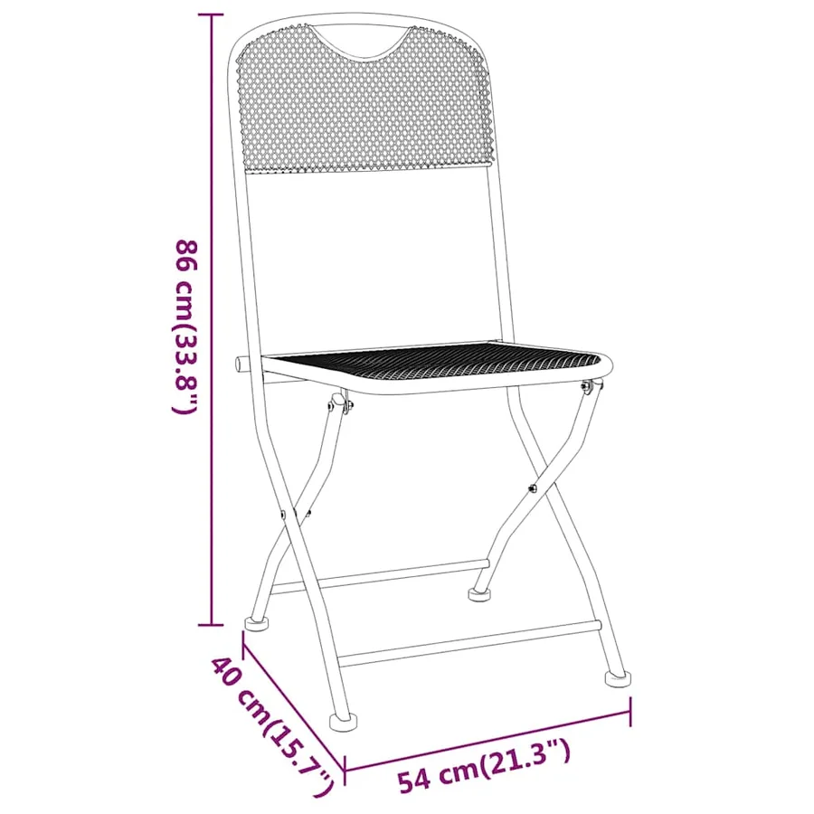 Ensemble à manger de jardin 5 pcs Maille Métal Anthracite - 11