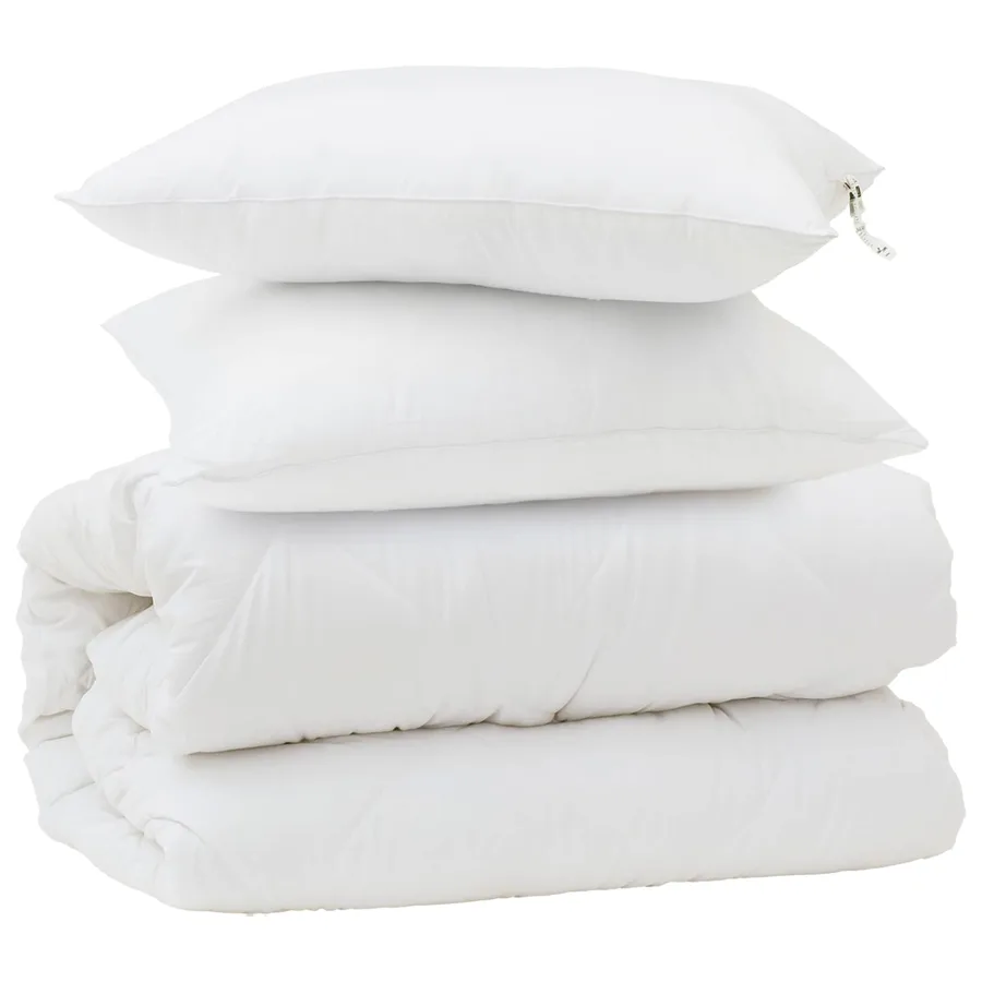 Ensemble de Duvet 3 pcs Blanc Microfibre et Plumes D'oie - 2
