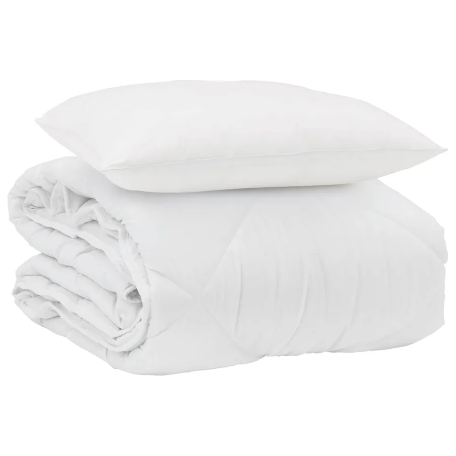 Duvet d'été simple avec oreiller 2 pcs Blanc Microfibre - 2