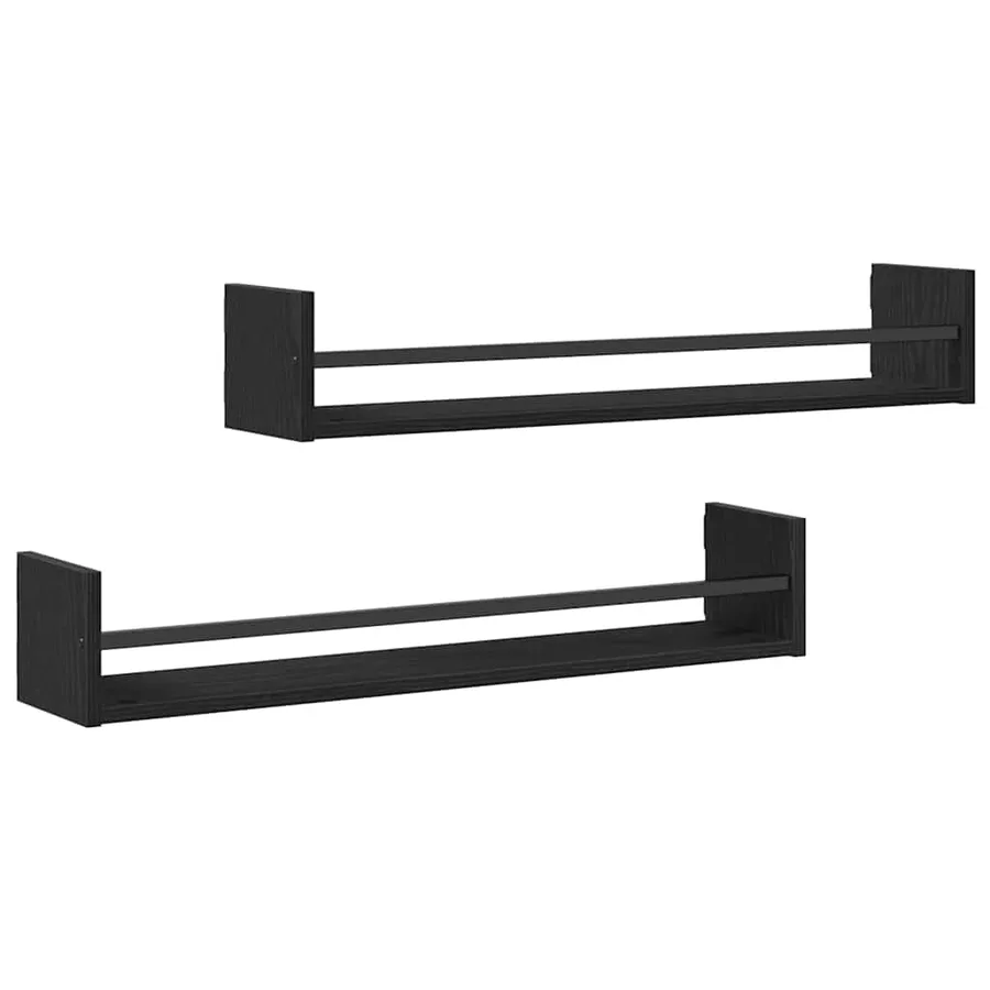 Étagère Murale Montage mural 2 pcs Chêne noir 80 x 16 x 14 cm - 2