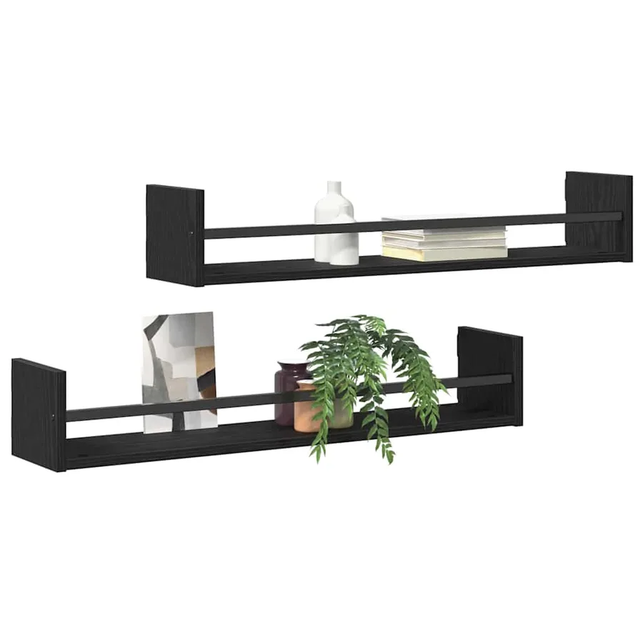 Étagère Murale Montage mural 2 pcs Chêne noir 80 x 16 x 14 cm - 3