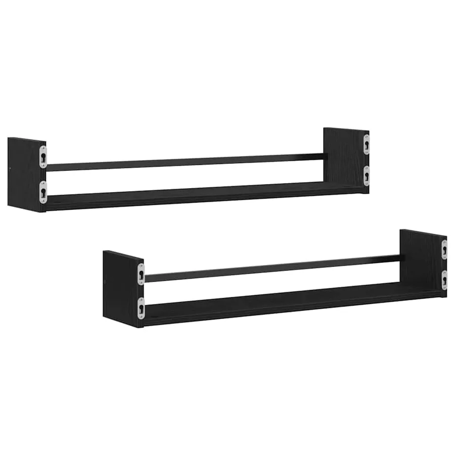 Étagère Murale Montage mural 2 pcs Chêne noir 80 x 16 x 14 cm - 5
