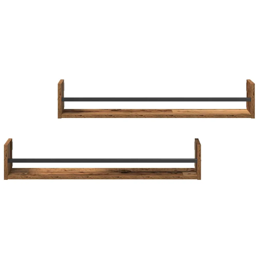 Étagère Murale Montage mural 2 pcs Bois ancien 80 x 16 x 14 cm - 6