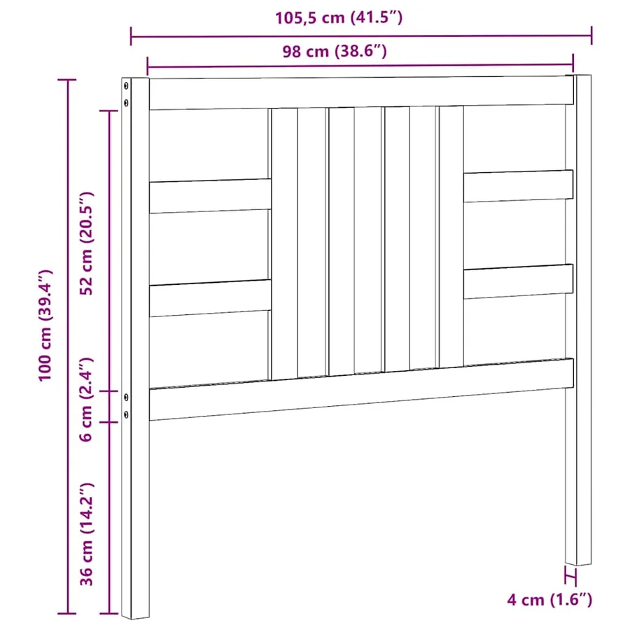 Tête de lit Blanc 106x4x100 cm Bois massif de pin - 9