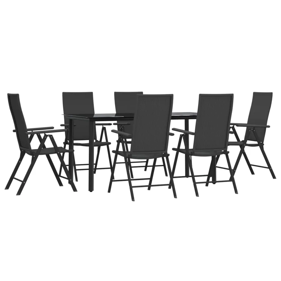 Ensemble à manger de jardin 7 pcs Noir Résine tressée - 3