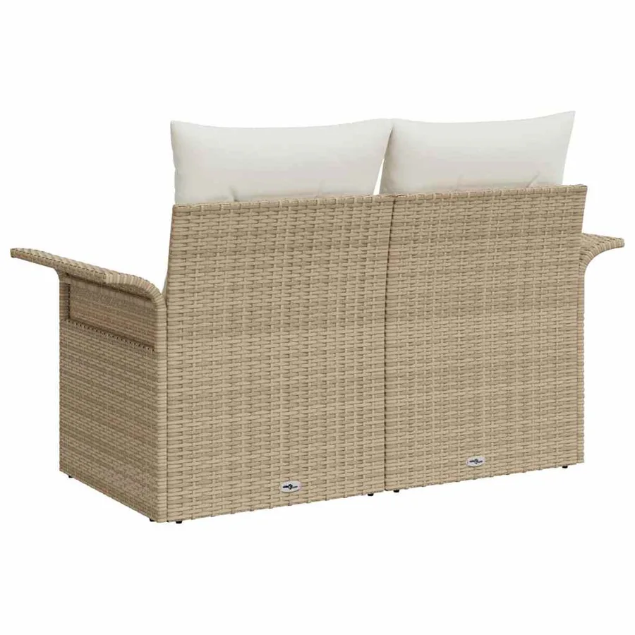 Canapé de jardin avec coussin Beige 141 x 62 x 69 cm polyrotin - 4