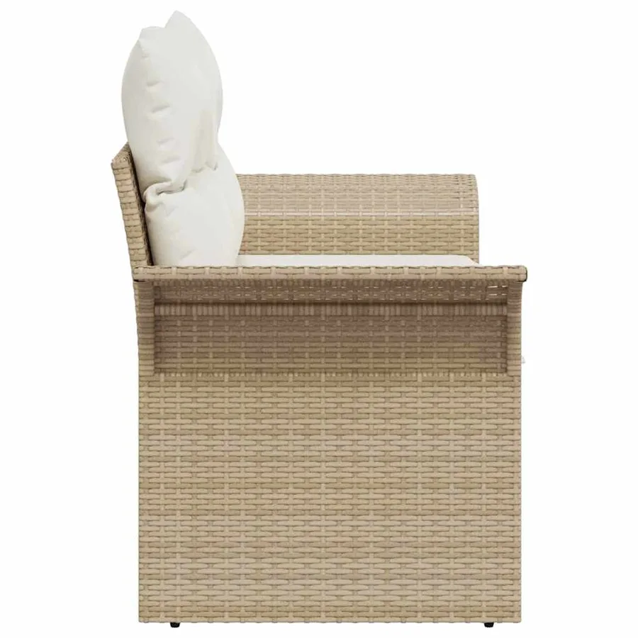 Canapé de jardin avec coussin Beige 141 x 62 x 69 cm polyrotin - 6