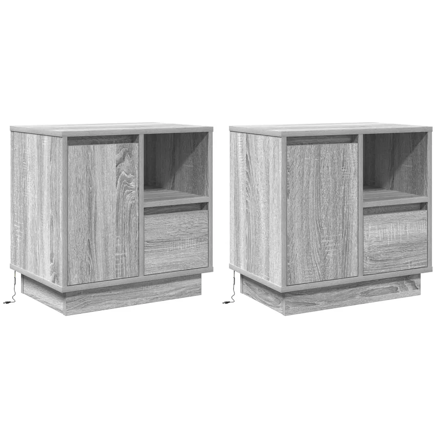 Cabinet de chevet avec tiroir 2 pcs Gris 50 x 34,5 x 50 cm.