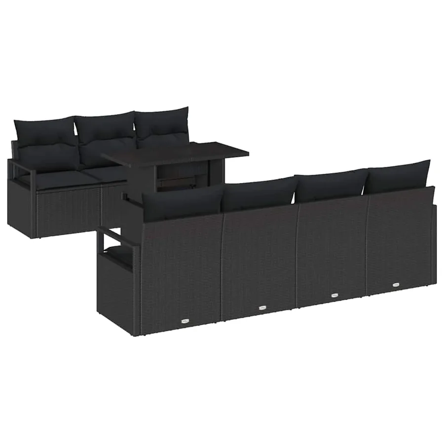 Ensemble de canapé de jardin avec stockage 8 pcs Noir polyrotin - 2