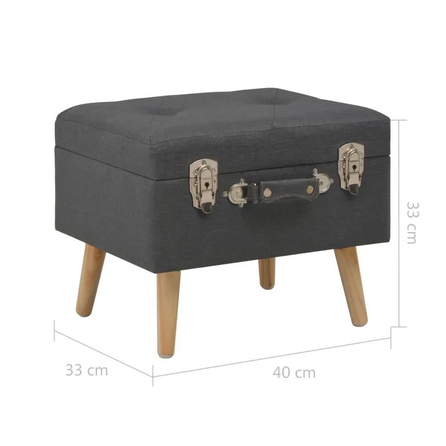 Tabouret de rangement 40 cm Gris foncé Tissu - 9