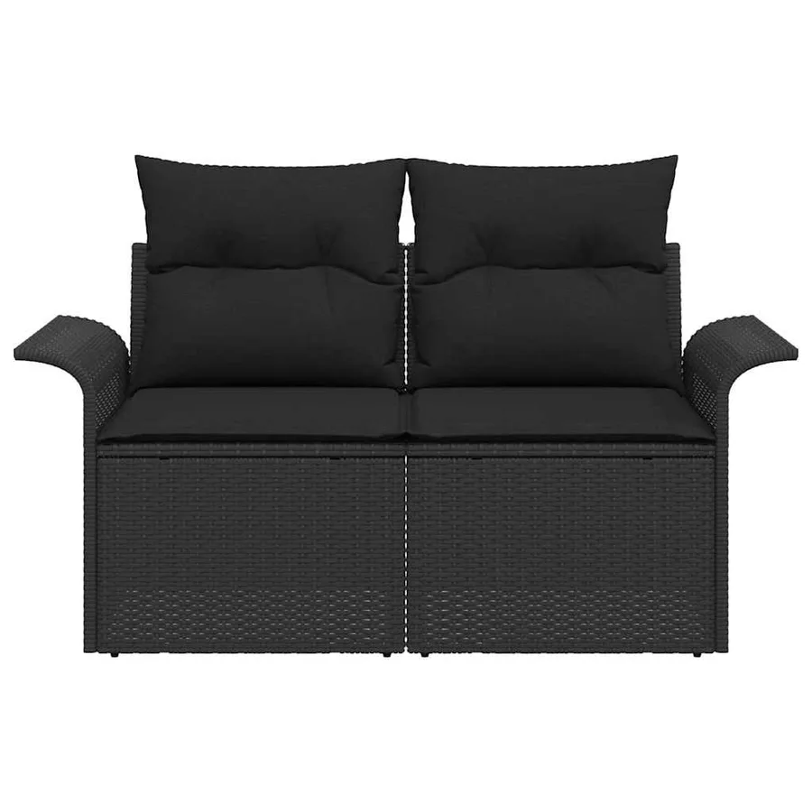 Canapé de jardin avec coussin Noir 141 x 62 x 69 cm polyrotin - 4