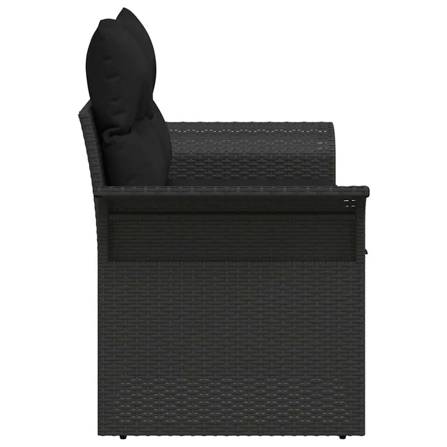 Canapé de jardin avec coussin Noir 141 x 62 x 69 cm polyrotin - 5