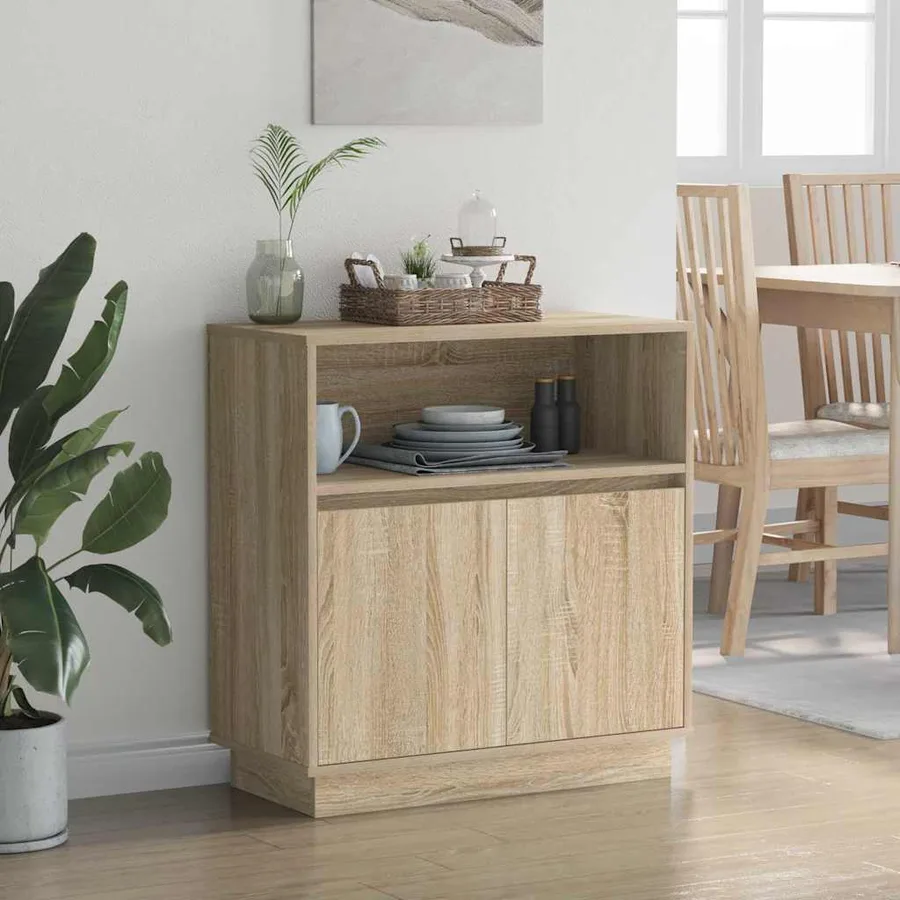 Buffet LED Chêne Sonoma 71 x 34,5 x 75 cm Bois d'ingénierie - 5