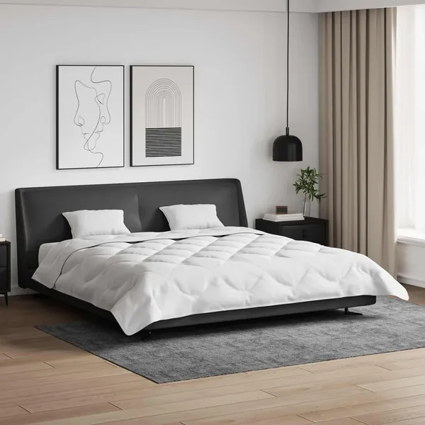 Duvet d'été simple avec oreiller 3 pcs Blanc Microfibre
