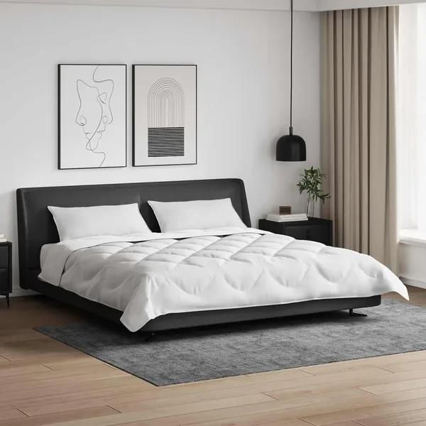 Couette avec Oreillers avec oreiller 3 pcs Blanc Microfibre