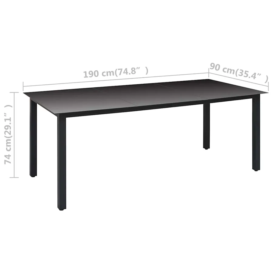 Ensemble à manger de jardin 7 pcs noir - 12